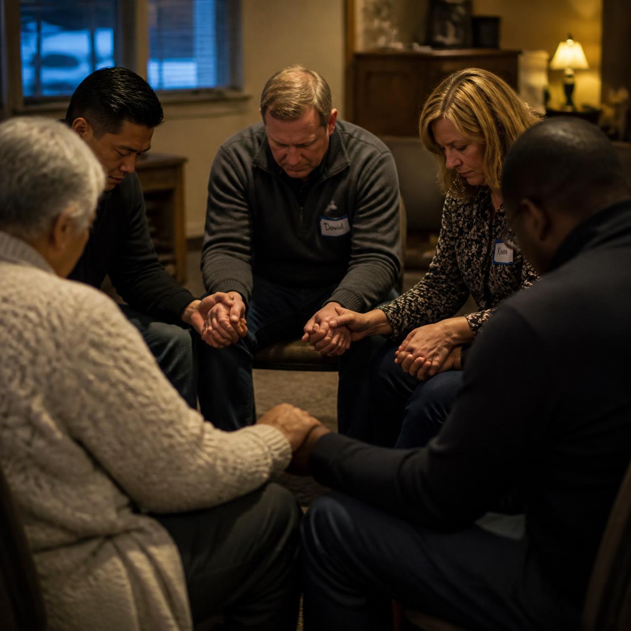 Small group praying together